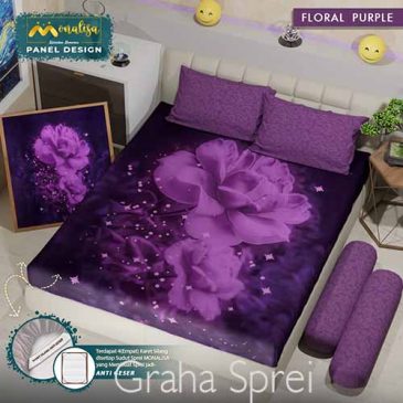 Sprei Monalisa Panel King 180×200 Floral Purple