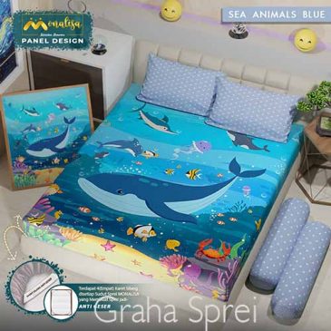 Sprei Monalisa Panel King 180×200 Sea Animals Blue